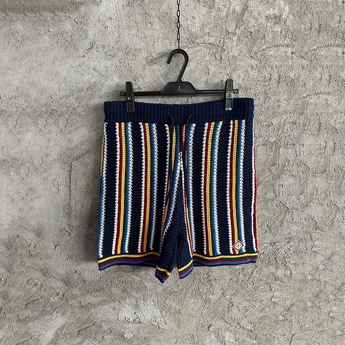 casablanca striped crochet knit shorts